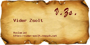 Vider Zsolt névjegykártya